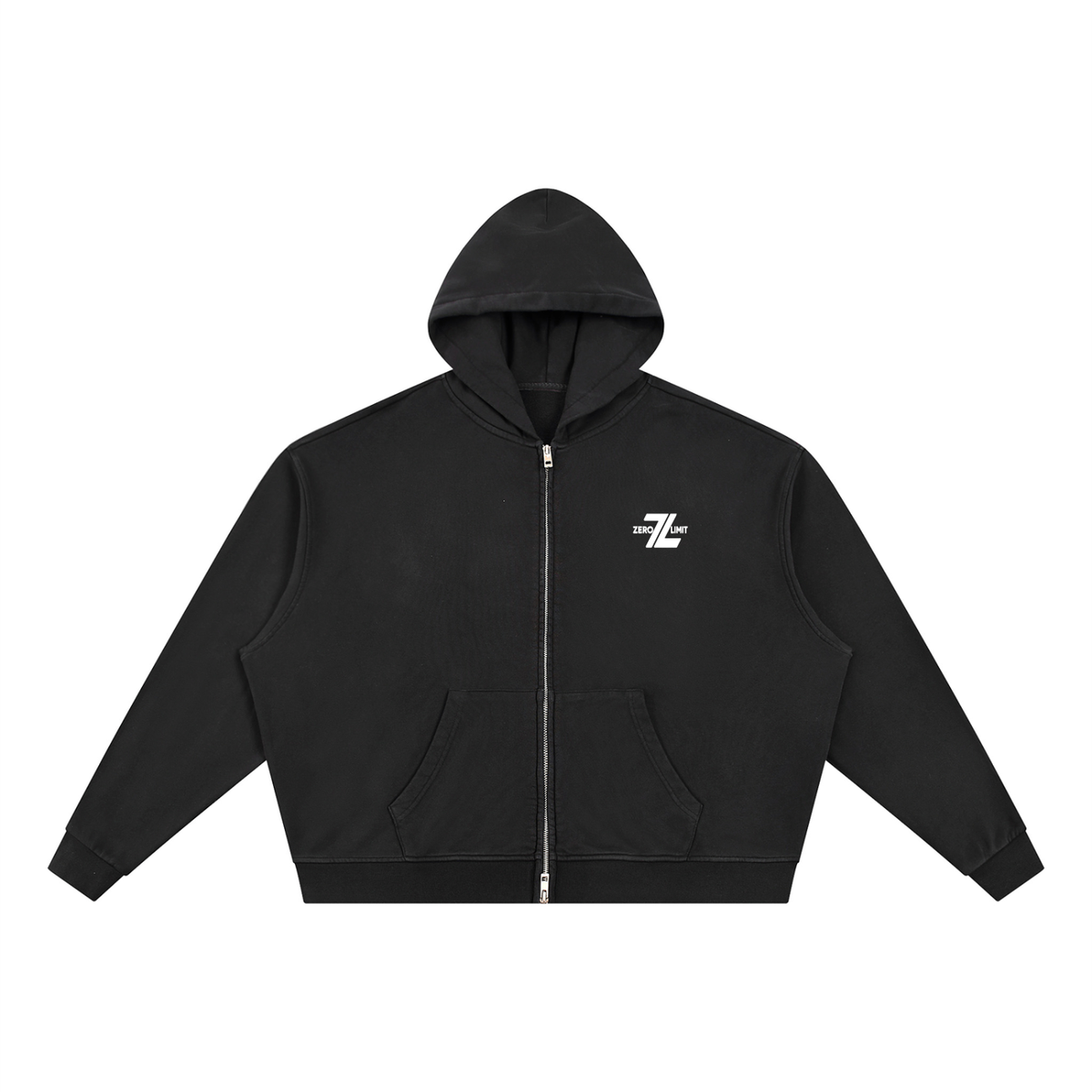 Full-Zip Hoodie Schwarz – Vorderansicht
