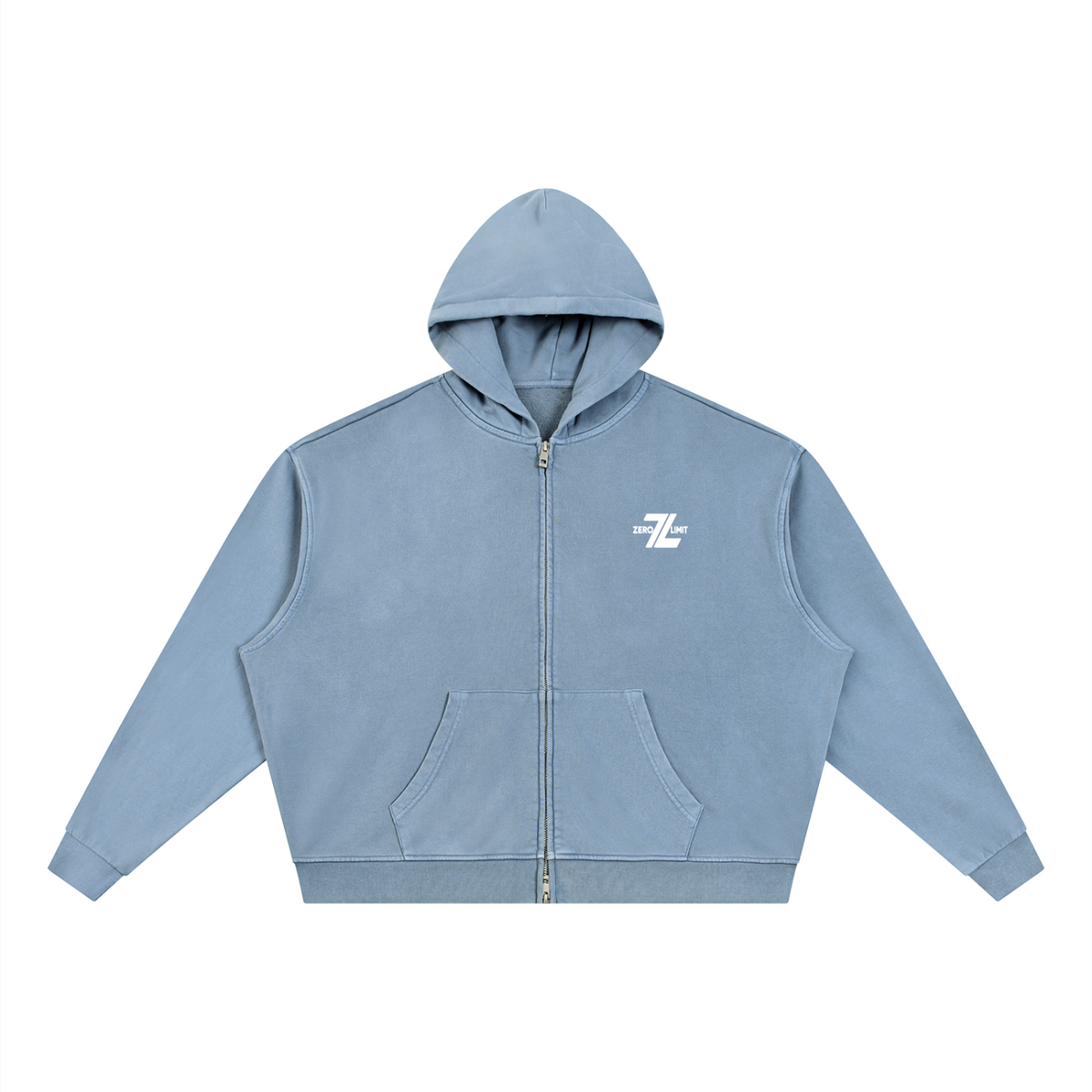 Full-Zip Hoodie Jeansblau – Vorderansicht