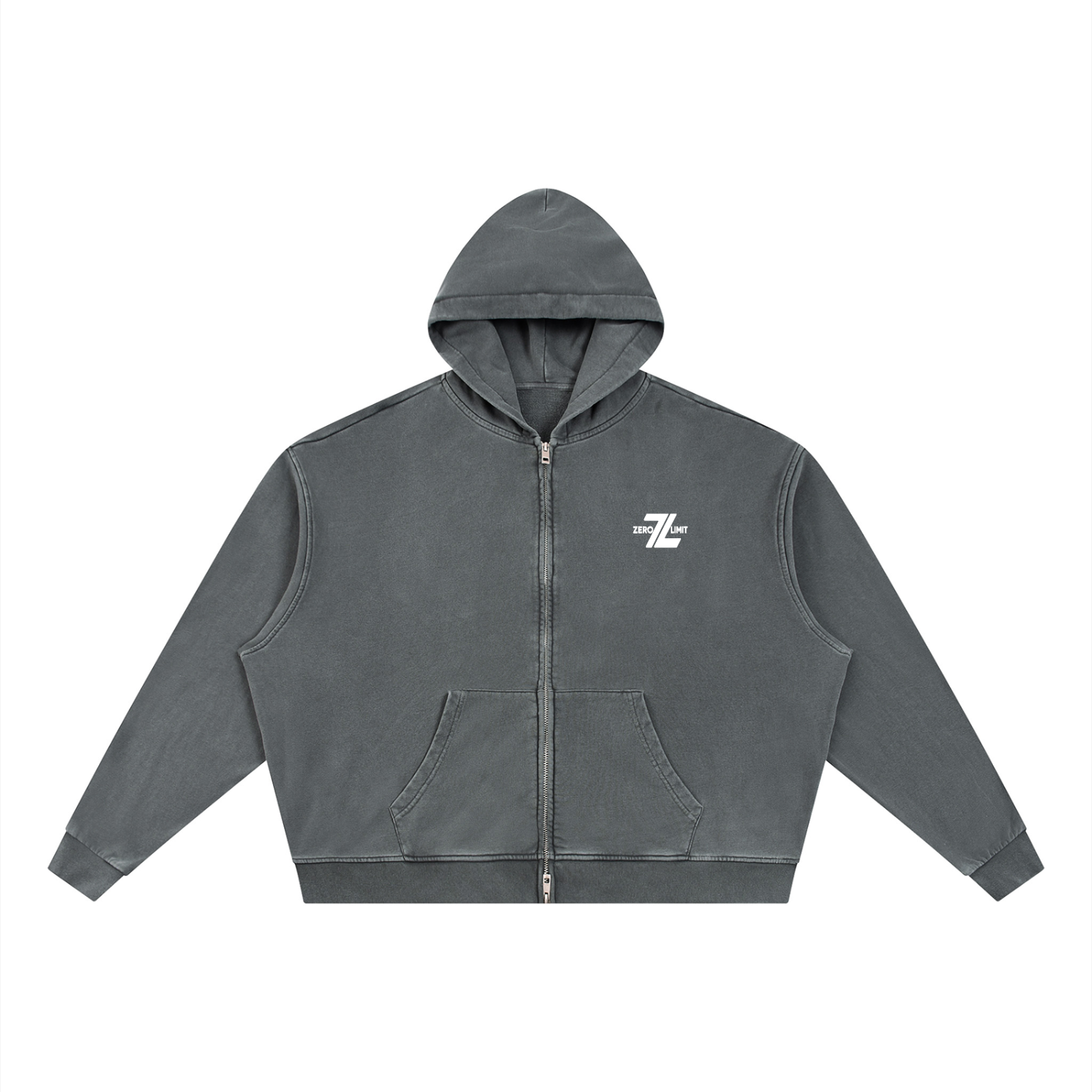 Full-Zip Hoodie Dunkelgrau – Vorderansicht