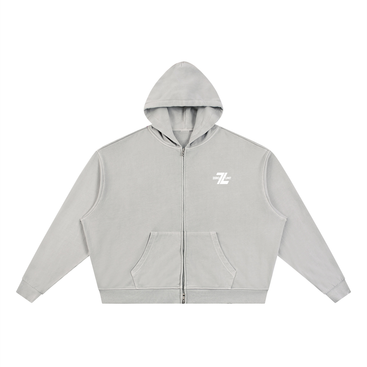 Full-Zip Hoodie Hellgrau – Vorderansicht