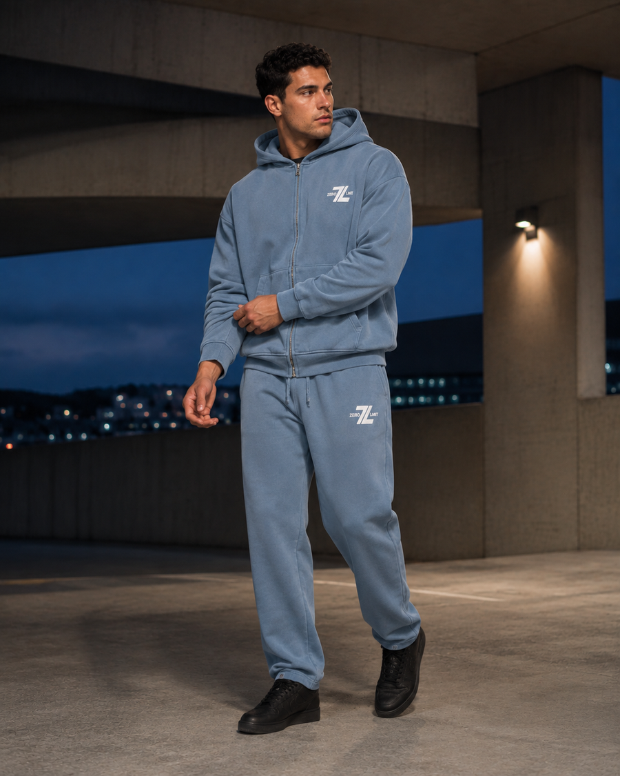 Male model in jeans blue ZERO LIMIT 360 GSM matching set