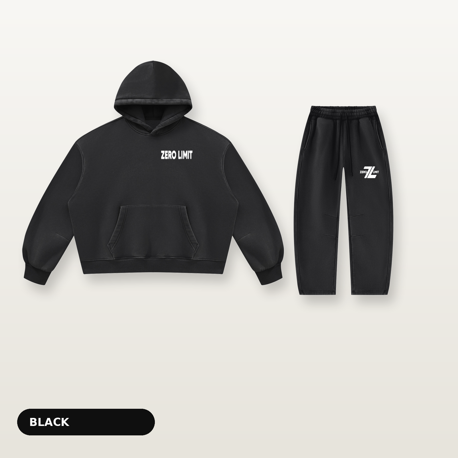 ZERO LIMIT Set Schwarz – Hoodie und Jogger