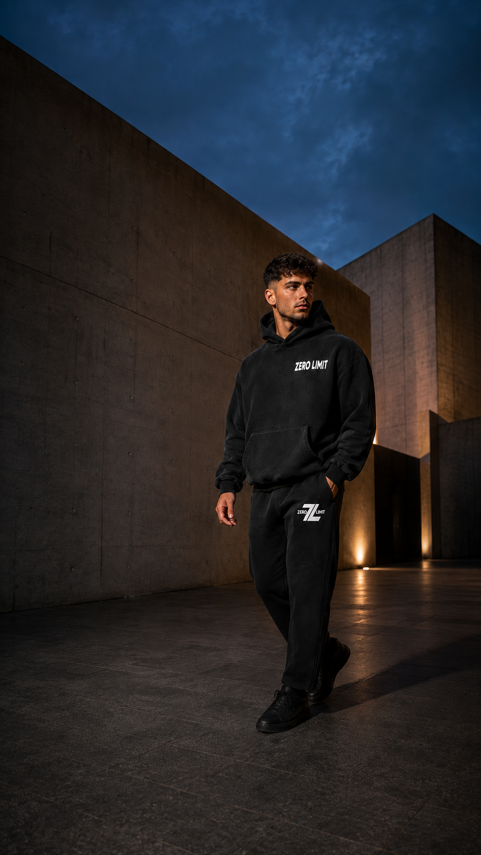 ZERO LIMIT schwarzes Heavyweight Set – Aura Kampagne 9:16