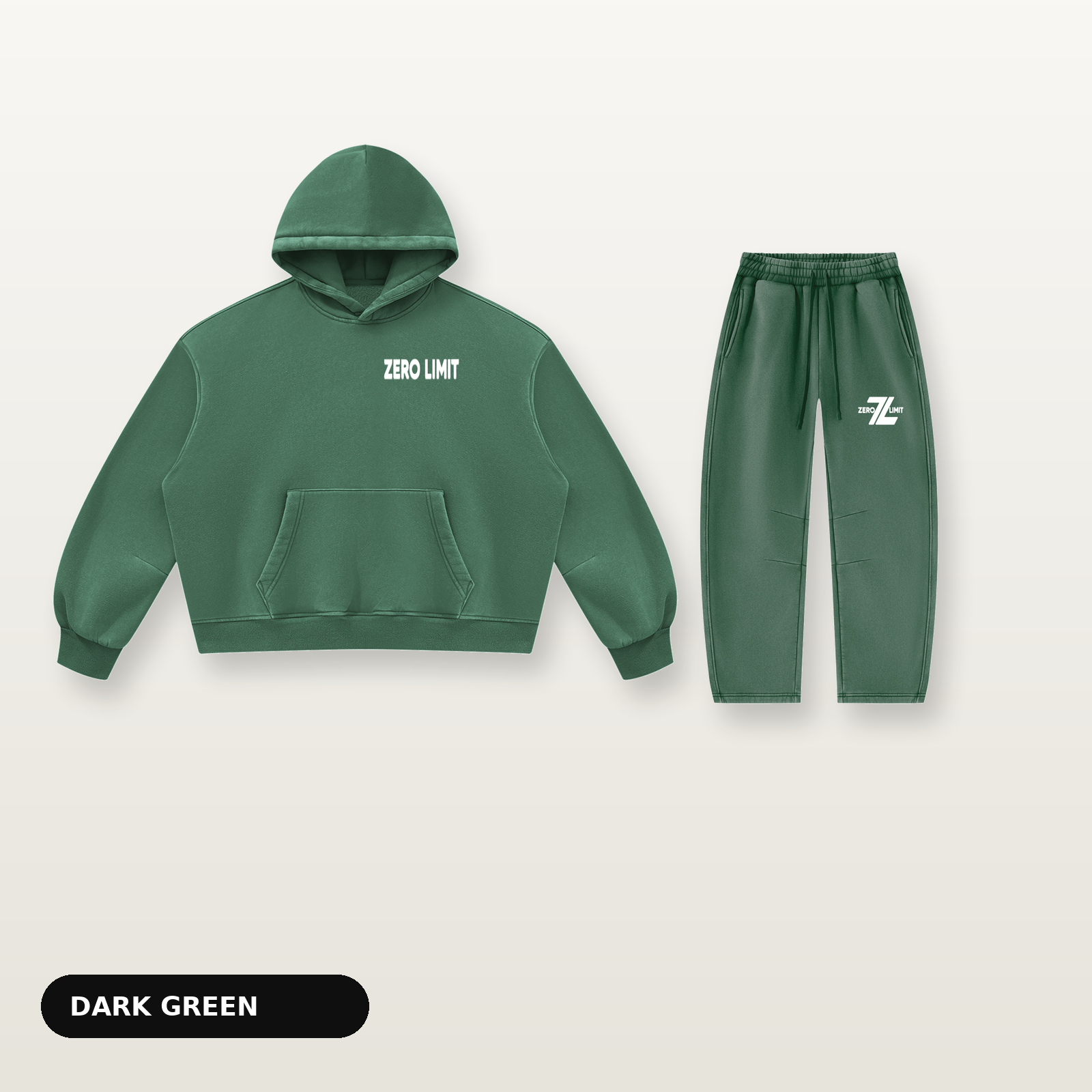 ZERO LIMIT Set Dunkelgrün – Hoodie und Jogger