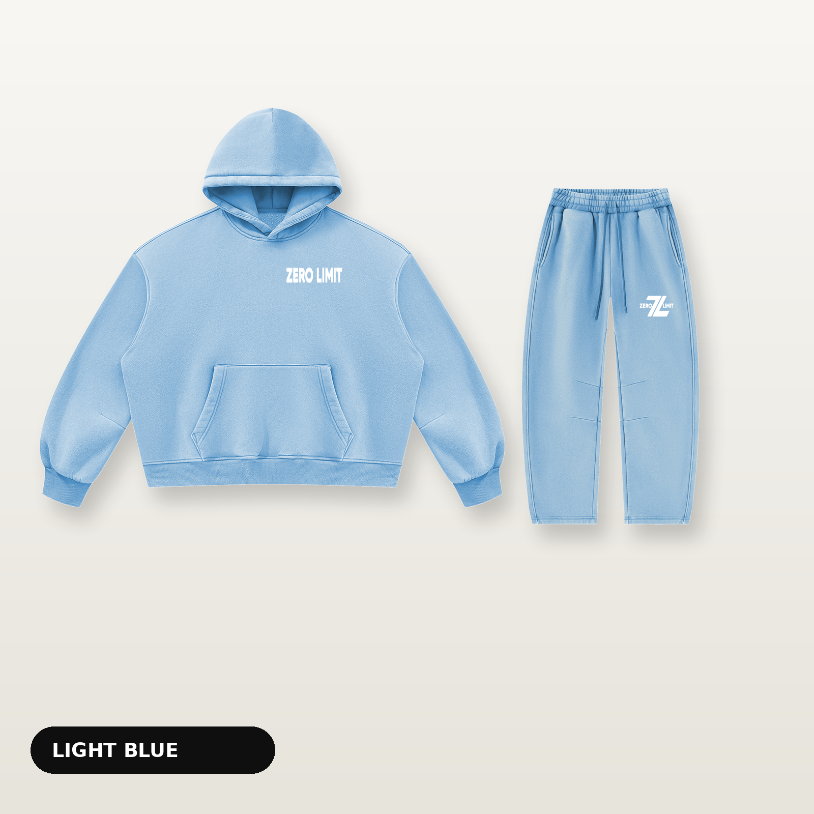 ZERO LIMIT Set Babyblau – Hoodie und Jogger