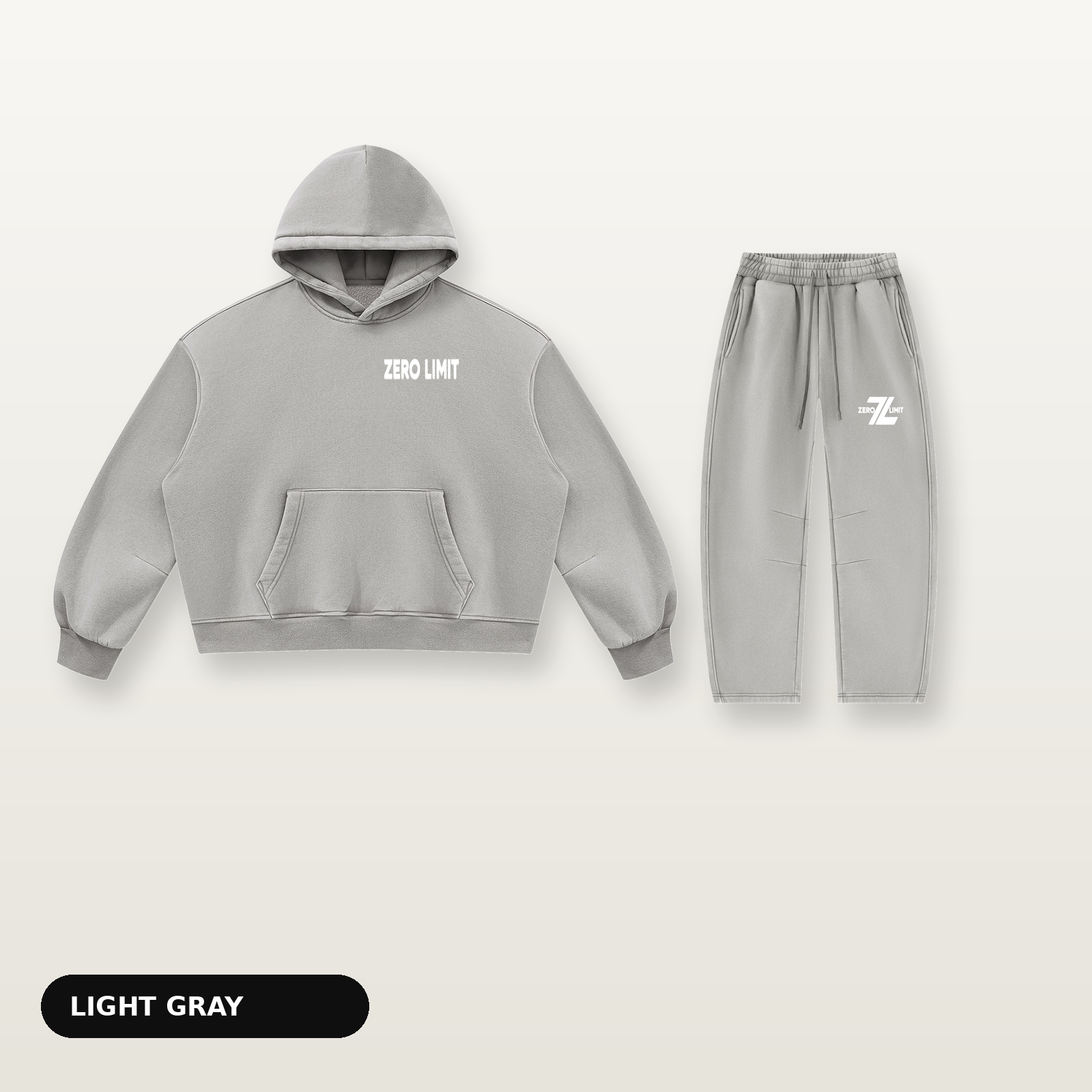 ZERO LIMIT Set Hellgrau – Hoodie und Jogger