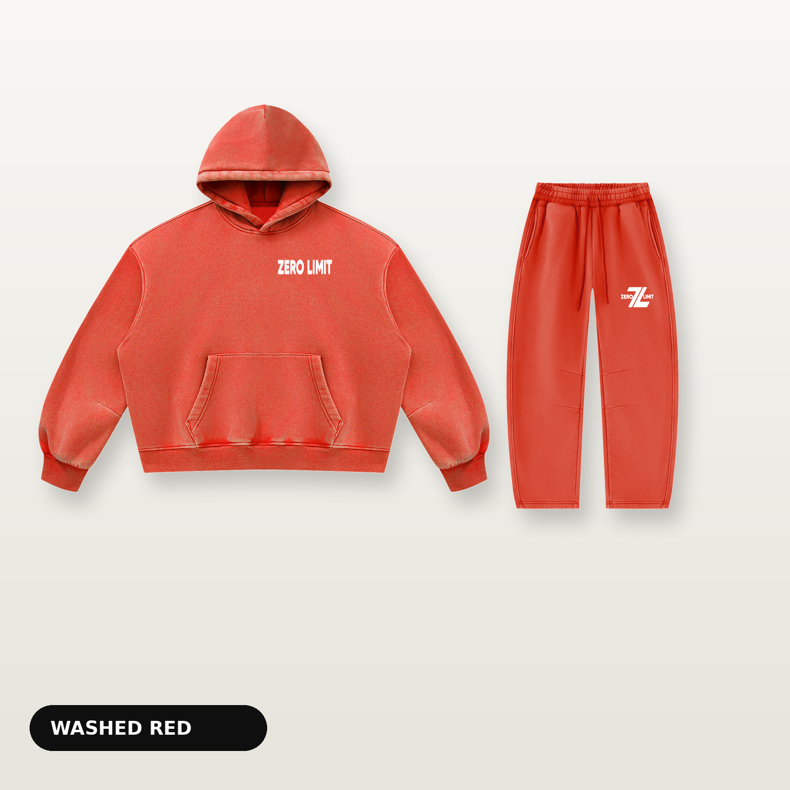 ZERO LIMIT Set Vintage Rot – Hoodie und Jogger