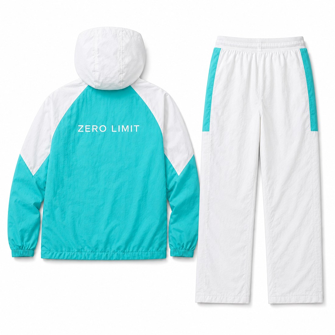 ZERO LIMIT Technical Tracksuit Set in Tiffany Blue and White - back view